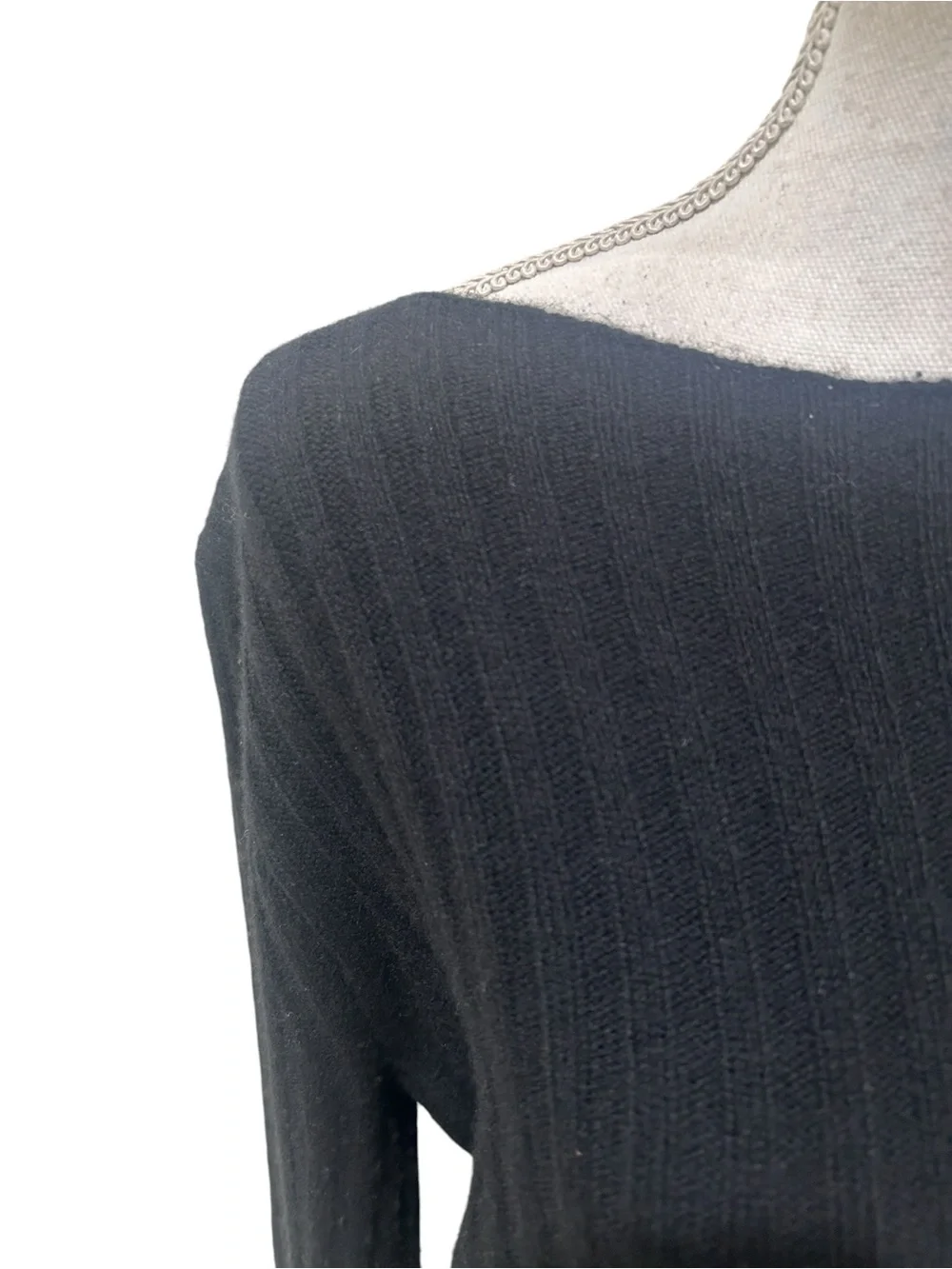 J. Crew Black Ribbed boatneck Long bell Sleeve Sweater size small